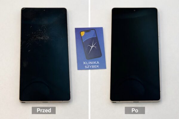 Samsung Galaxy S25 Ultra przed i po wymianie zbitej szybki